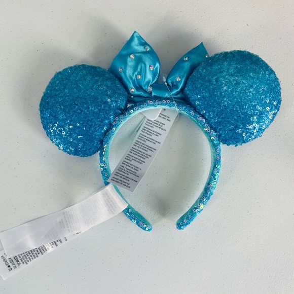 Minnie Mouse Aqua Ombré Blue Sequin Ears - Picture 2 of 4